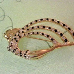 FLASH SALE Swarovski Swan Signed Lady Diver Brooch Rare